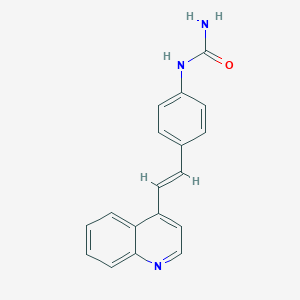 molecular formula C18H15N3O B271382 N-{4-[2-(4-quinolinyl)vinyl]phenyl}urea 