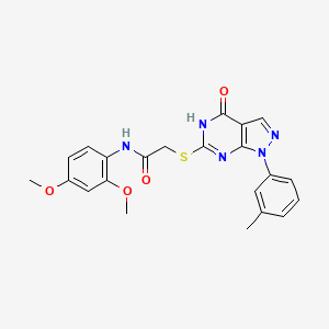 molecular formula C22H21N5O4S B2713820 N-(2,4-二甲氧基苯基)-2-((4-羟基-1-(间甲苯基)-1H-吡唑并[3,4-d]嘧啶-6-基)硫)乙酰胺 CAS No. 922842-31-7