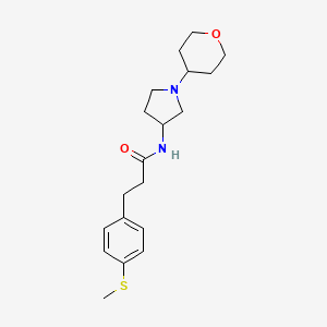 molecular formula C19H28N2O2S B2713825 3-(4-Methylsulfanylphenyl)-N-[1-(oxan-4-yl)pyrrolidin-3-yl]propanamide CAS No. 2415489-95-9