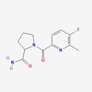molecular formula C12H14FN3O2 B2713829 1-(5-Fluoro-6-methylpyridine-2-carbonyl)pyrrolidine-2-carboxamide CAS No. 2415454-68-9