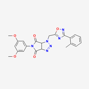 molecular formula C22H20N6O5 B2713833 5-(3,5-dimethoxyphenyl)-1-((3-(o-tolyl)-1,2,4-oxadiazol-5-yl)methyl)-1,6a-dihydropyrrolo[3,4-d][1,2,3]triazole-4,6(3aH,5H)-dione CAS No. 1171610-61-9
