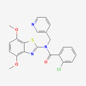 molecular formula C22H18ClN3O3S B2713841 2-chloro-N-(4,7-dimethoxybenzo[d]thiazol-2-yl)-N-(pyridin-3-ylmethyl)benzamide CAS No. 895429-89-7