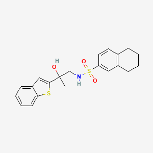molecular formula C21H23NO3S2 B2713845 N-(2-(benzo[b]thiophen-2-yl)-2-hydroxypropyl)-5,6,7,8-tetrahydronaphthalene-2-sulfonamide CAS No. 2034604-49-2