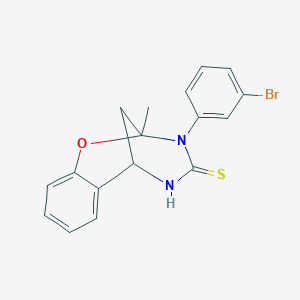 molecular formula C17H15BrN2OS B2713849 3-(3-溴苯基)-2-甲基-2,3,5,6-四氢-4H-2,6-甲氧基-1,3,5-苯并噁二唑啉-4-硫酮 CAS No. 702655-61-6