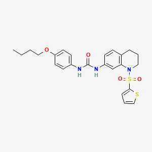 molecular formula C24H27N3O4S2 B2713850 1-(4-Butoxyphenyl)-3-(1-(thiophen-2-ylsulfonyl)-1,2,3,4-tetrahydroquinolin-7-yl)urea CAS No. 1203029-99-5