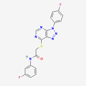 molecular formula C18H12F2N6OS B2713860 N-(3-fluorophenyl)-2-((3-(4-fluorophenyl)-3H-[1,2,3]triazolo[4,5-d]pyrimidin-7-yl)thio)acetamide CAS No. 863459-97-6