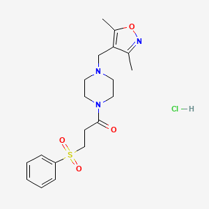 1-(4-((3,5-Dimethylisoxazol-4-yl)methyl)piperazin-1-yl)-3-(phenylsulfonyl)propan-1-one hydrochloride