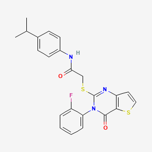 2-{[3-(2-fluorophenyl)-4-oxo-3,4-dihydrothieno[3,2-d]pyrimidin-2-yl]sulfanyl}-N-[4-(propan-2-yl)phenyl]acetamide