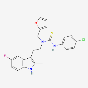 3-(4-chlorophenyl)-1-(2-(5-fluoro-2-methyl-1H-indol-3-yl)ethyl)-1-(furan-2-ylmethyl)thiourea