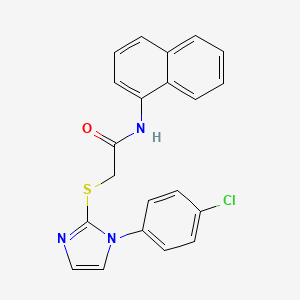 molecular formula C21H16ClN3OS B2713909 2-((1-(4-氯苯基)-1H-咪唑-2-基)硫代)-N-(萘-1-基)乙酰胺 CAS No. 688337-42-0