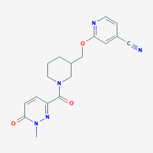 molecular formula C18H19N5O3 B2713911 2-[[1-(1-Methyl-6-oxopyridazine-3-carbonyl)piperidin-3-yl]methoxy]pyridine-4-carbonitrile CAS No. 2380033-82-7