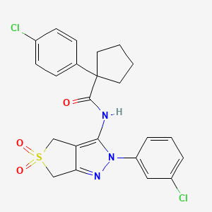 1-(4-chlorophenyl)-N-(2-(3-chlorophenyl)-5,5-dioxido-4,6-dihydro-2H-thieno[3,4-c]pyrazol-3-yl)cyclopentanecarboxamide