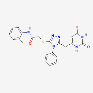 molecular formula C22H20N6O3S B2713917 2-[[5-[(2,4-二氧代-1H-嘧啶-6-基)甲基]-4-苯基-1,2,4-三唑-3-基]硫代]-N-(2-甲基苯基)乙酰胺 CAS No. 852046-61-8