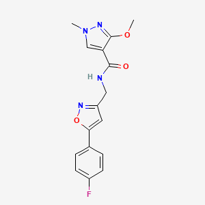 molecular formula C16H15FN4O3 B2713920 N-((5-(4-fluorophenyl)isoxazol-3-yl)methyl)-3-methoxy-1-methyl-1H-pyrazole-4-carboxamide CAS No. 1211014-71-9