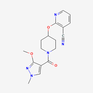 2-((1-(3-methoxy-1-methyl-1H-pyrazole-4-carbonyl)piperidin-4-yl)oxy)nicotinonitrile