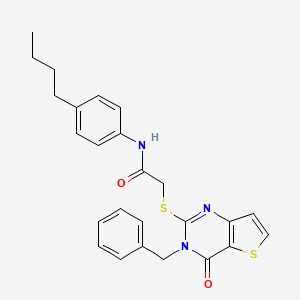 molecular formula C25H25N3O2S2 B2713923 2-({3-苄基-4-氧代-3H,4H-噻吩并[3,2-d]嘧啶-2-基}硫代)-N-(4-丁基苯基)乙酰胺 CAS No. 1252912-31-4