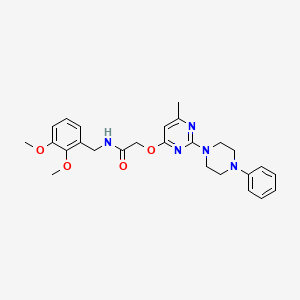 molecular formula C26H31N5O4 B2713939 N-(2,3-dimethoxybenzyl)-2-{[6-methyl-2-(4-phenylpiperazin-1-yl)pyrimidin-4-yl]oxy}acetamide CAS No. 1031993-01-7