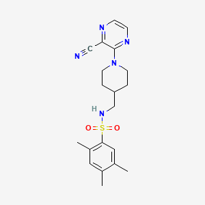 N-((1-(3-cyanopyrazin-2-yl)piperidin-4-yl)methyl)-2,4,5-trimethylbenzenesulfonamide