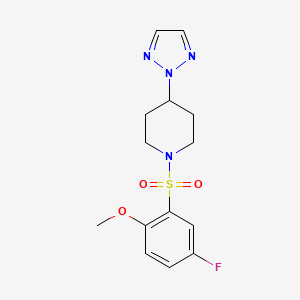 molecular formula C14H17FN4O3S B2713946 1-((5-fluoro-2-methoxyphenyl)sulfonyl)-4-(2H-1,2,3-triazol-2-yl)piperidine CAS No. 2034576-93-5