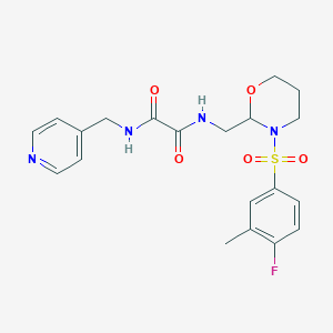 molecular formula C20H23FN4O5S B2713953 N1-((3-((4-fluoro-3-methylphenyl)sulfonyl)-1,3-oxazinan-2-yl)methyl)-N2-(pyridin-4-ylmethyl)oxalamide CAS No. 872724-92-0