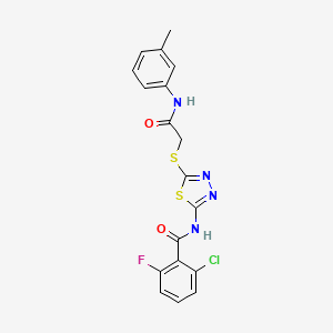 molecular formula C18H14ClFN4O2S2 B2713960 2-chloro-6-fluoro-N-(5-((2-oxo-2-(m-tolylamino)ethyl)thio)-1,3,4-thiadiazol-2-yl)benzamide CAS No. 391869-06-0