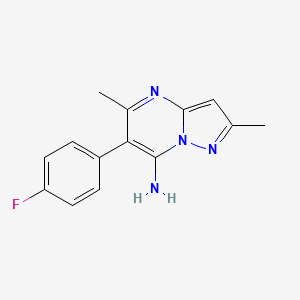 molecular formula C14H13FN4 B2713961 6-(4-Fluorophenyl)-2,5-dimethylpyrazolo[1,5-a]pyrimidin-7-amine CAS No. 439107-62-7