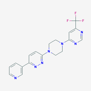 molecular formula C18H16F3N7 B2713965 3-Pyridin-3-yl-6-[4-[6-(trifluoromethyl)pyrimidin-4-yl]piperazin-1-yl]pyridazine CAS No. 2380173-99-7