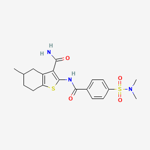 molecular formula C19H23N3O4S2 B2713966 2-(4-(N,N-dimethylsulfamoyl)benzamido)-5-methyl-4,5,6,7-tetrahydrobenzo[b]thiophene-3-carboxamide CAS No. 330190-35-7
