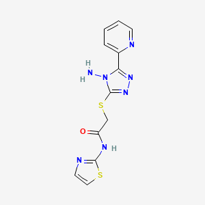 molecular formula C12H11N7OS2 B2713977 2-{[4-amino-5-(pyridin-2-yl)-4H-1,2,4-triazol-3-yl]sulfanyl}-N-(1,3-thiazol-2-yl)acetamide CAS No. 905780-99-6