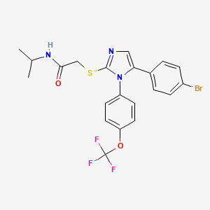 molecular formula C21H19BrF3N3O2S B2713981 2-((5-(4-bromophenyl)-1-(4-(trifluoromethoxy)phenyl)-1H-imidazol-2-yl)thio)-N-isopropylacetamide CAS No. 1226438-25-0