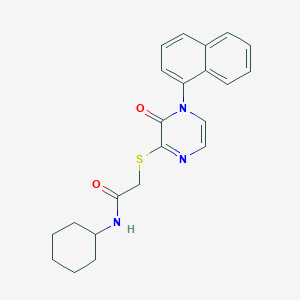 molecular formula C22H23N3O2S B2713989 N-cyclohexyl-2-((4-(naphthalen-1-yl)-3-oxo-3,4-dihydropyrazin-2-yl)thio)acetamide CAS No. 900007-55-8