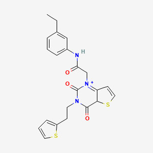 molecular formula C22H21N3O3S2 B2713990 2-{2,4-dioxo-3-[2-(thiophen-2-yl)ethyl]-1H,2H,3H,4H-thieno[3,2-d]pyrimidin-1-yl}-N-(3-ethylphenyl)acetamide CAS No. 1261005-56-4