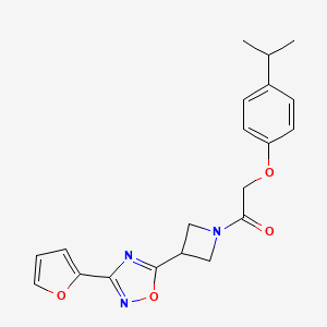 molecular formula C20H21N3O4 B2713992 1-(3-(3-(Furan-2-yl)-1,2,4-oxadiazol-5-yl)azetidin-1-yl)-2-(4-isopropylphenoxy)ethanone CAS No. 1428350-60-0