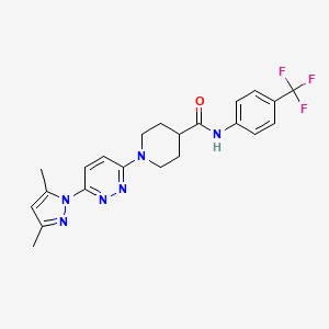 molecular formula C22H23F3N6O B2714002 1-(6-(3,5-dimethyl-1H-pyrazol-1-yl)pyridazin-3-yl)-N-(4-(trifluoromethyl)phenyl)piperidine-4-carboxamide CAS No. 1351605-13-4