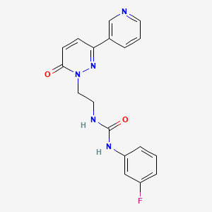 molecular formula C18H16FN5O2 B2714004 1-(3-fluorophenyl)-3-(2-(6-oxo-3-(pyridin-3-yl)pyridazin-1(6H)-yl)ethyl)urea CAS No. 1105208-16-9
