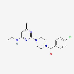 molecular formula C18H22ClN5O B2714008 2-[4-(4-氯苯甲酰)哌嗪-1-基]-N-乙基-6-甲基嘧啶-4-胺 CAS No. 923165-18-8