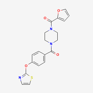 molecular formula C19H17N3O4S B2714010 (4-(Furan-2-carbonyl)piperazin-1-yl)(4-(thiazol-2-yloxy)phenyl)methanone CAS No. 2034522-81-9