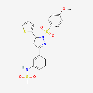molecular formula C21H21N3O5S3 B2714014 N-(3-(1-((4-methoxyphenyl)sulfonyl)-5-(thiophen-2-yl)-4,5-dihydro-1H-pyrazol-3-yl)phenyl)methanesulfonamide CAS No. 851782-56-4