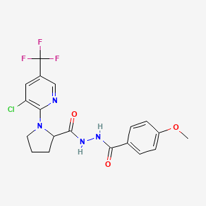1-[3-Chloro-5-(trifluoromethyl)pyridin-2-yl]-N'-(4-methoxybenzoyl)pyrrolidine-2-carbohydrazide