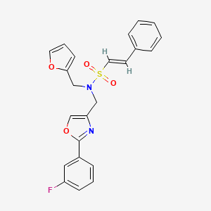 (E)-N-[[2-(3-fluorophenyl)-1,3-oxazol-4-yl]methyl]-N-(furan-2-ylmethyl)-2-phenylethenesulfonamide