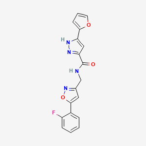 N-((5-(2-fluorophenyl)isoxazol-3-yl)methyl)-3-(furan-2-yl)-1H-pyrazole-5-carboxamide