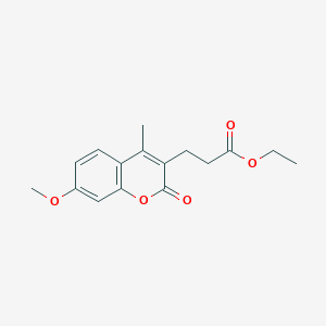 molecular formula C16H18O5 B2714063 ethyl 3-(7-methoxy-4-methyl-2-oxo-2H-chromen-3-yl)propanoate CAS No. 31582-00-0