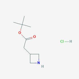 molecular formula C9H18ClNO2 B2714064 Tert-butyl 2-(azetidin-3-yl)acetate hydrochloride CAS No. 2173991-98-3