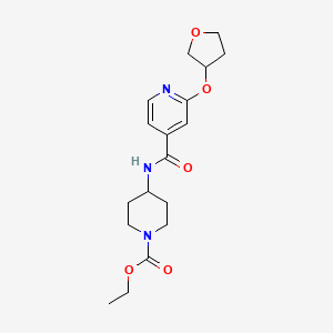 molecular formula C18H25N3O5 B2714074 乙酸 4-(2-((四氢呋喃-3-基)氧基)异烟酰胺基)哌啶-1-羧酸酯 CAS No. 1903626-35-6