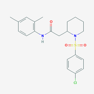 molecular formula C21H25ClN2O3S B2714083 2-(1-((4-chlorophenyl)sulfonyl)piperidin-2-yl)-N-(2,4-dimethylphenyl)acetamide CAS No. 941955-89-1