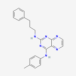 molecular formula C22H22N6 B2714084 (4-Methylphenyl){2-[(3-phenylpropyl)amino]pteridin-4-yl}amine CAS No. 946289-48-1