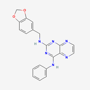 molecular formula C20H16N6O2 B2714092 N~2~-(1,3-苯并二氧杂环丙烯基)-N~4~-苯基喋呤-2,4-二胺 CAS No. 946350-30-7