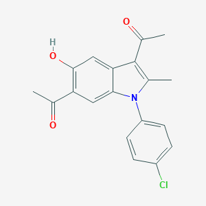 molecular formula C19H16ClNO3 B271410 1-(4-Chlorophenyl)-2-methyl-3,6-diacetyl-1H-indole-5-ol 