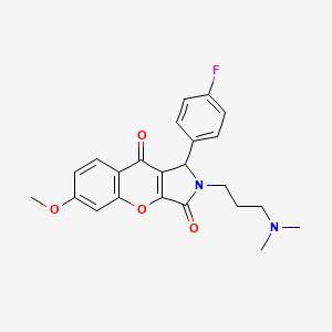 molecular formula C23H23FN2O4 B2714100 2-(3-(二甲胺基)丙基)-1-(4-氟苯基)-6-甲氧基-1,2-二氢咯并[2,3-c]吡咯-3,9-二酮 CAS No. 879479-45-5