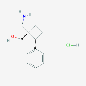 molecular formula C12H18ClNO B2714109 [(1R,2R)-1-(Aminomethyl)-2-phenylcyclobutyl]methanol;hydrochloride CAS No. 2378490-39-0